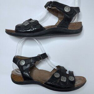 Dansko Jess Womens Sz 37 Leather Black Comfort Ankle Strap Sandals Shoes Strappy